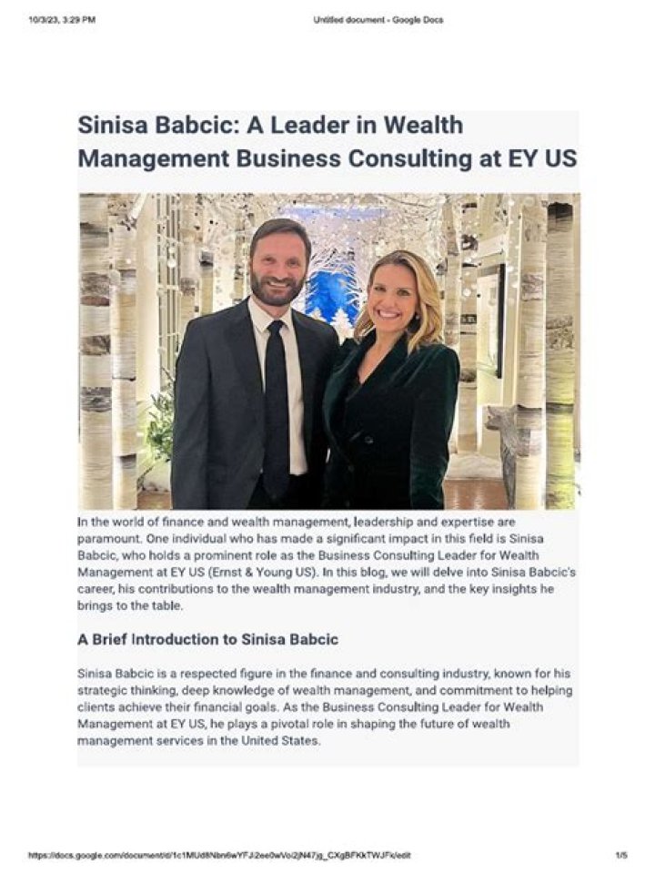 Exploring the Life and Career of Sinisa Babcic: A Comprehensive Biography