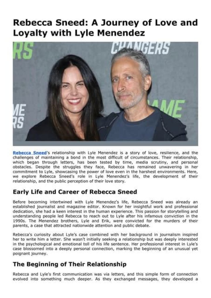 Rebecca Sneed Menendez: A Comprehensive Insight into Her Life and Career